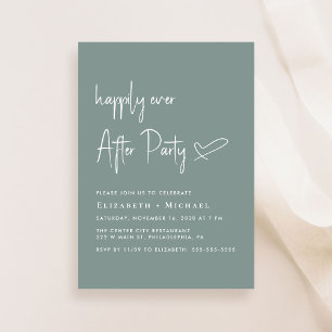 Happily Ever After Sage Green Wedding Reception Invitation