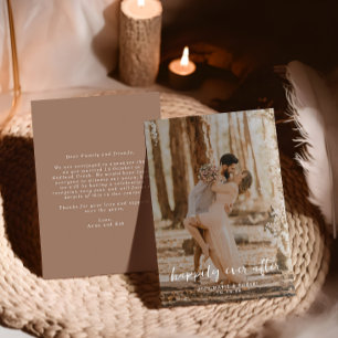Happily Ever After Script Overlay Photo Wedding Announcement