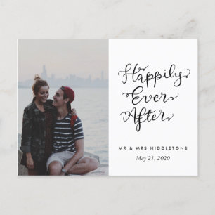 Happily Ever After Script Wedding Photo Postcard