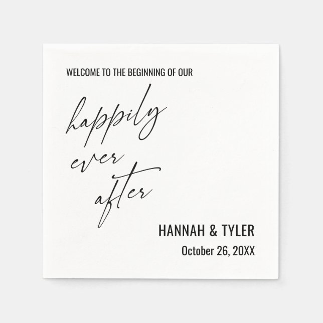 Happily Ever After Simple Elegant Typography Napkin (Front)