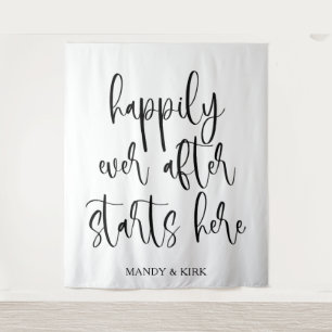 Happily Ever After Starts Here – Elegant Wedding  Tapestry