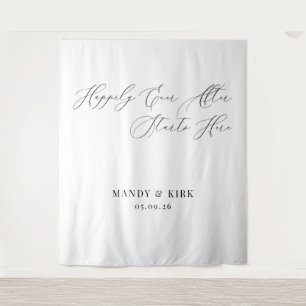 Happily Ever After Starts Here wedding backdrop  Tapestry