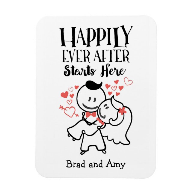 Happily Ever After Starts Here Wedding Congrats Ca Magnet (Vertical)
