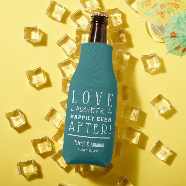 Happily Ever After TEAL Wedding Bottle Cooler (In Situ Summer)