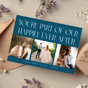 Happily Ever After Teal Wedding Photo Thank You Card