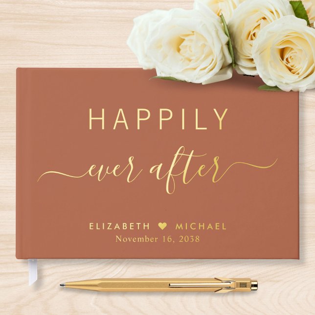 Happily Ever After Terracotta Wedding Guest Book (Creator Uploaded)