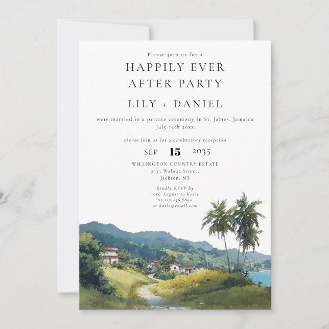 Happily Ever After Tropical Caribbean Wedding Invitation (Front)