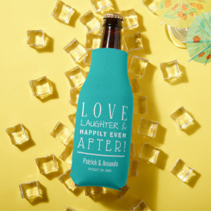 Happily Ever After TURQUOISE Wedding Bottle Cooler