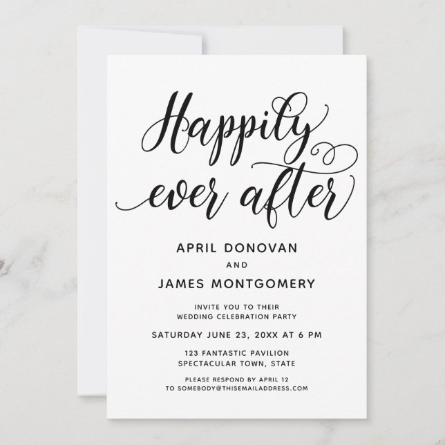 Happily Ever After Typography Wedding Invitation (Front)
