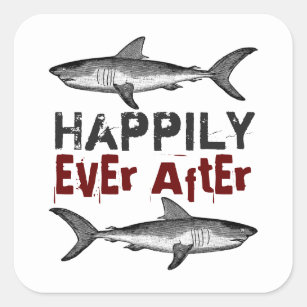 Happily Ever After Vintage Sharks Wedding Square Sticker