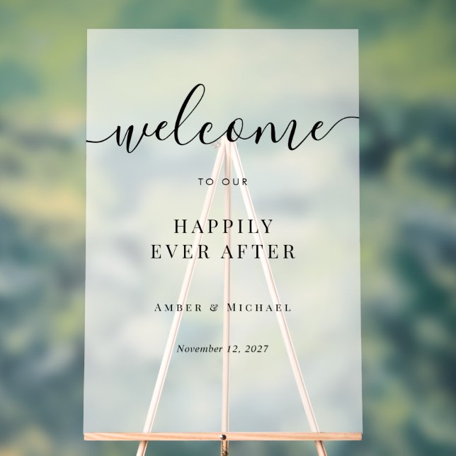 Happily Ever After Wedding Acrylic Sign (Neutral)