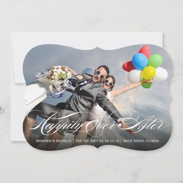 Happily Ever After Wedding Announcement Photo Card (Front)