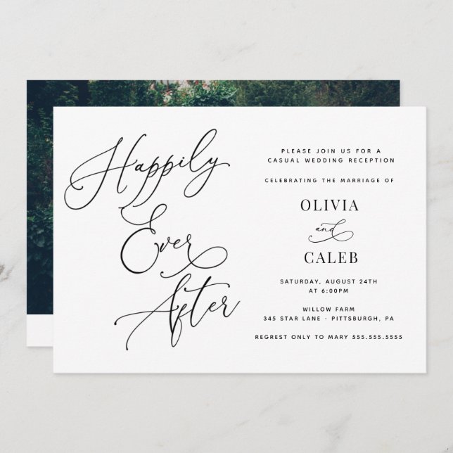 Happily Ever After Wedding Announcement/Reception Invitation (Front/Back)