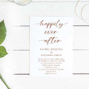 Happily Ever After Wedding Boho Script Elegant  Invitation