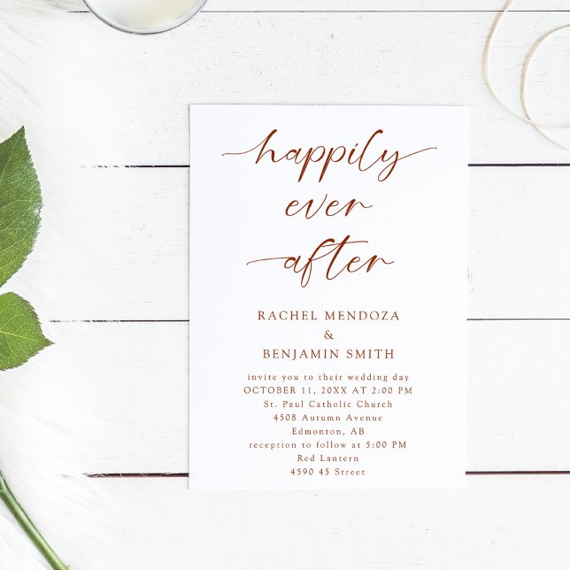 Happily Ever After Wedding Boho Script Elegant  Invitation (Creator Uploaded)