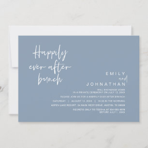 Happily Ever After Wedding Brunch, Dusty Blue Invitation