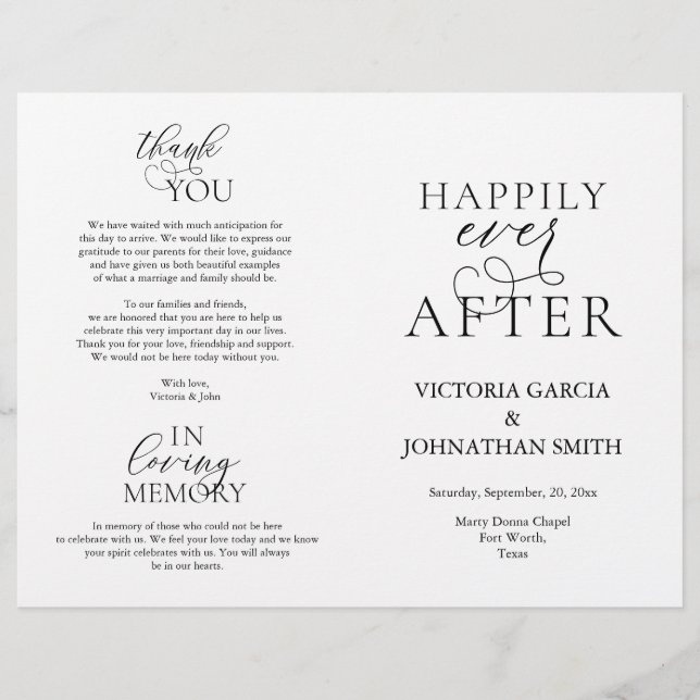 Happily Ever After, Wedding Ceremony Foldable (Front)
