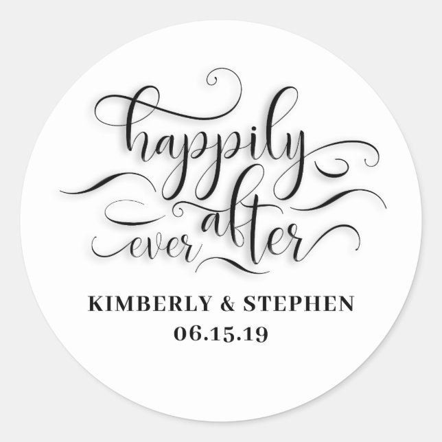 Happily Ever After Wedding Classic Round Sticker (Front)
