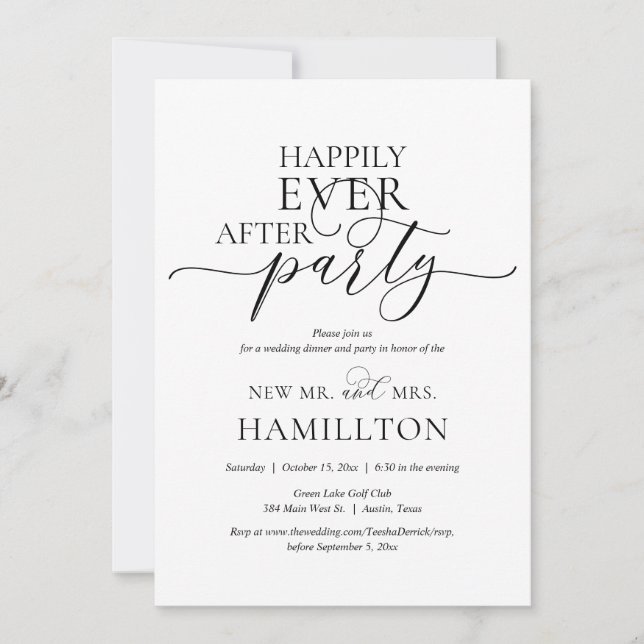Happily Ever After Wedding Dinner and Party Invitation (Front)