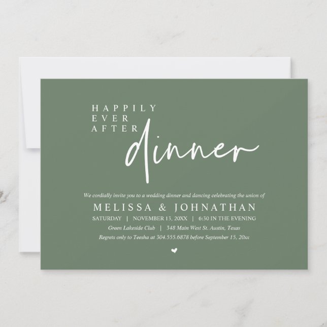 Happily Ever After Wedding Dinner Party Dancing Invitation (Front)