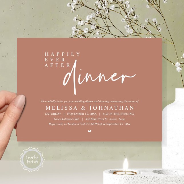 Happily Ever After Wedding Dinner Party Dancing Invitation (Happily Ever After Party, Modern Wedding Dinner Dancing Party Invitation Card, PDF Terracotta Earthy)