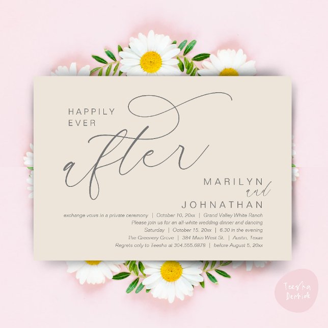 Happily Ever After Wedding Dinner Party Dancing Invitation (Romantic Happily Ever After Wedding Dinner Party Lunch Brunch Invitation PDF Card Cream Grey)