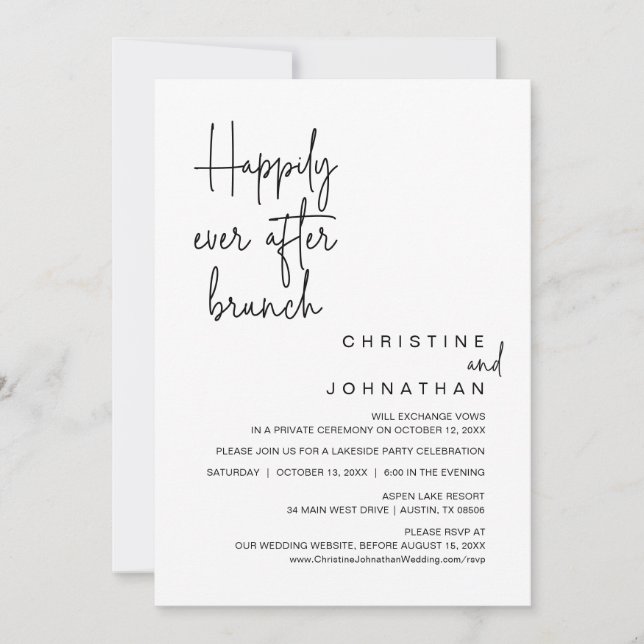 Happily Ever After Wedding Elopement Brunch Invitation (Front)