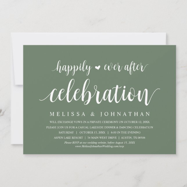 Happily Ever After Wedding Elopement Celebration Invitation (Front)