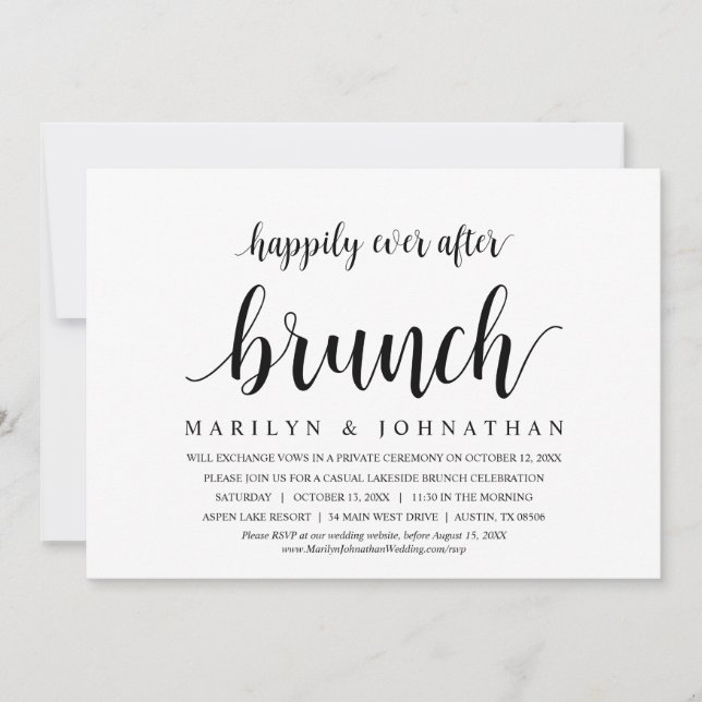 Happily Ever After Wedding Elopement Dinner Brunch Invitation (Front)