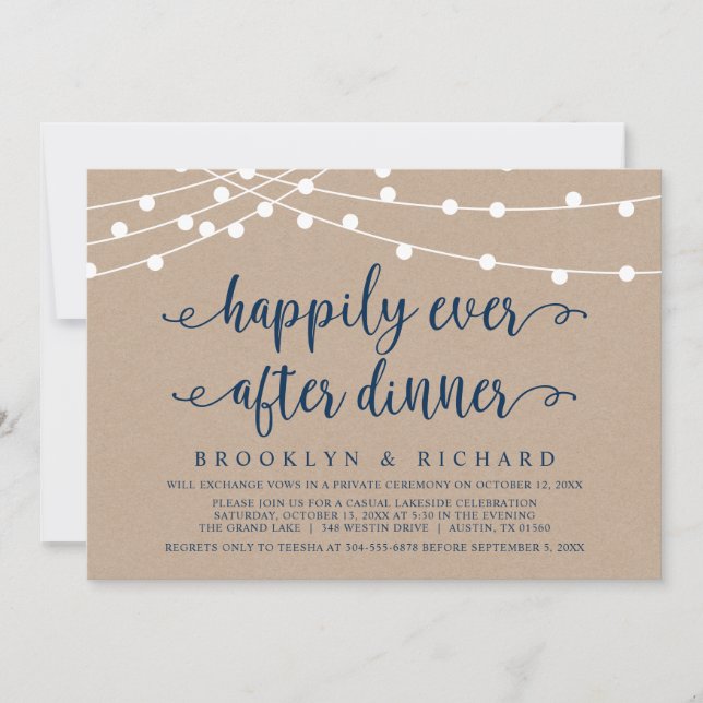 Happily Ever After Wedding Elopement Dinner Invita Invitation (Front)