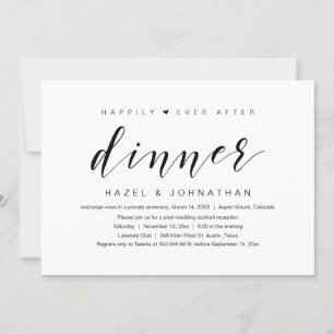 Happily Ever After, Wedding Elopement Dinner Invitation