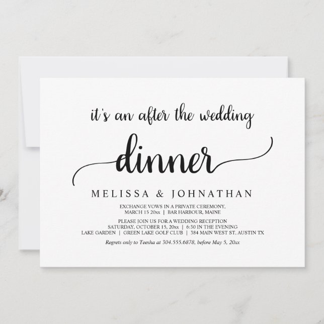 Happily Ever After Wedding Elopement Dinner Invitation (Front)