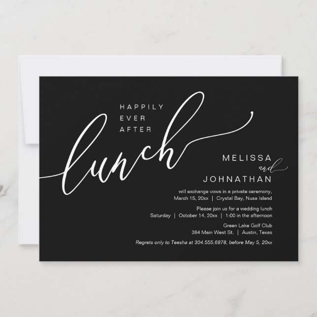 Happily Ever After Wedding Elopement Lunch Invitation (Front)