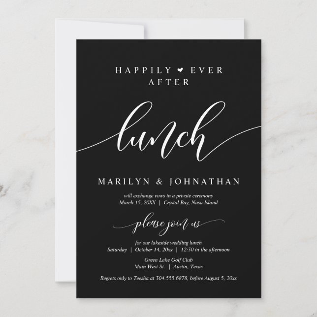 Happily Ever After Wedding Elopement Lunch Party Invitation (Front)