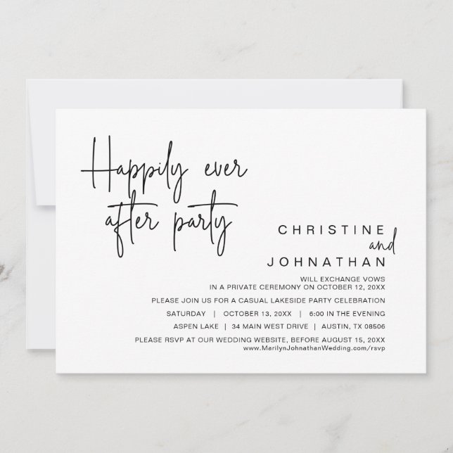 Happily Ever After Wedding Elopement Party Dancing Invitation (Front)