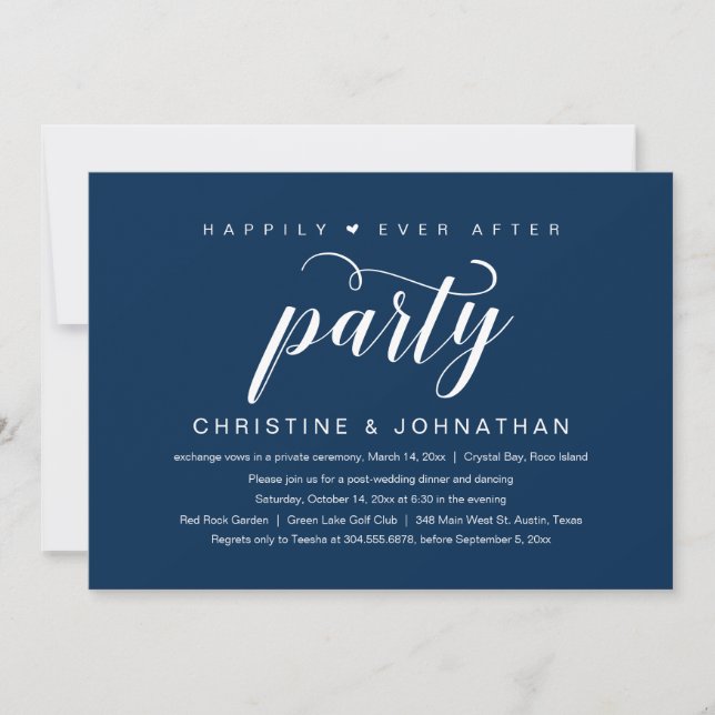 Happily Ever After, Wedding Elopement Party Invitation (Front)