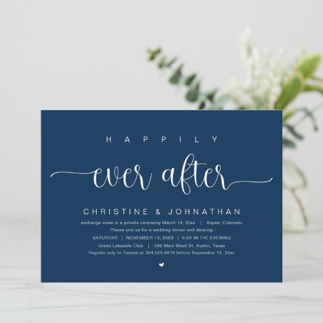 Happily ever after, Wedding Elopement Party Invitation (Standing Front)