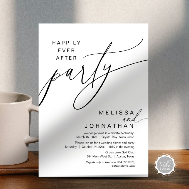Happily Ever After Wedding Elopement Party Invitation (Happily Ever After Wedding Elopement Party, Modern Invitation Card, printed and digital download)