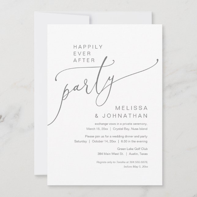 Happily Ever After Wedding Elopement Party Invitation (Front)