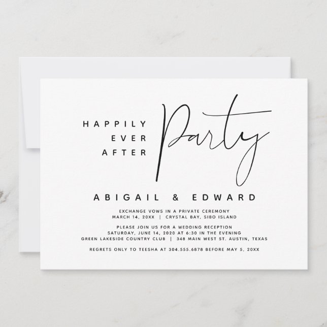 Happily Ever After Wedding Elopement Party Invitation (Front)