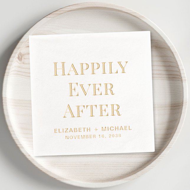Happily Ever After Wedding Foil Napkins (Elevate your wedding reception decor with these elegant "Happily Ever After" foil napkins)