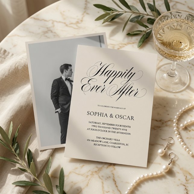 Happily Ever After Wedding Invitation with Photo  (Creator Uploaded)