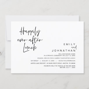 Happily Ever After Wedding Lunch, Black and White Invitation