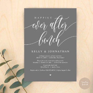 Happily Ever After Wedding Lunch, in Dark Grey Invitation