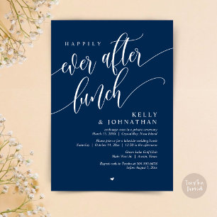 Happily Ever After Wedding Lunch, Navy Blue Invitation