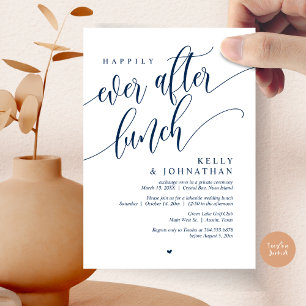 Happily Ever After Wedding Lunch, Navy Blue Invitation