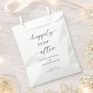Happily Ever After Wedding Minimal Script Elegant Favour Bags