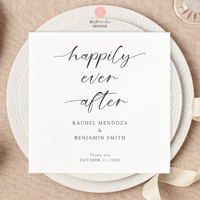 Happily Ever After Wedding Minimal Script Elegant Napkin (Creator Uploaded)