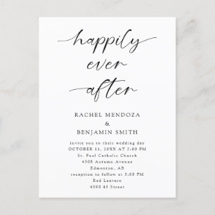 Happily Ever After Wedding Minimal Script Elegant Postcard
