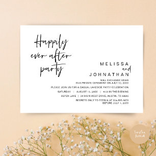Happily Ever After Wedding Party, Black and White Invitation